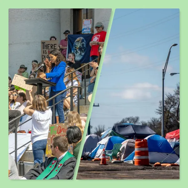 Rally and tent houseless