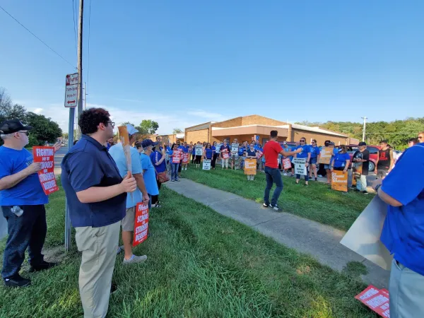 People picketing outside