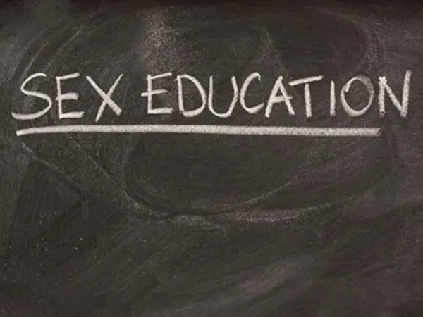 The words Sex education on a blackboard