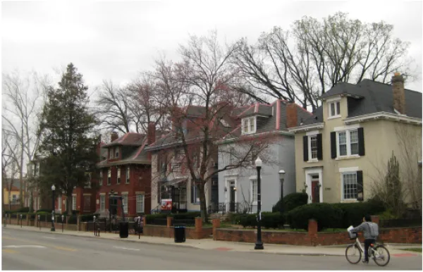 Houses lining a street