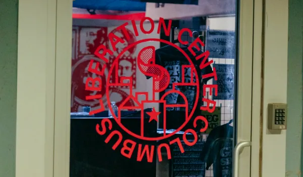 Front dooe with Liberation Center sign