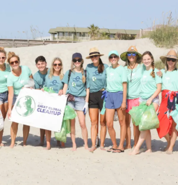 People posing on beach