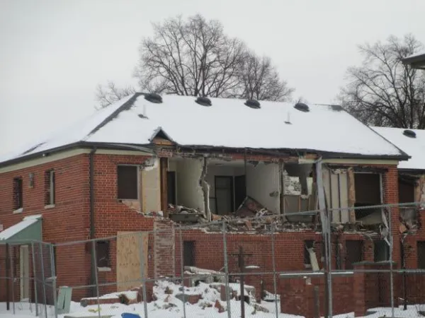 Building being demolished