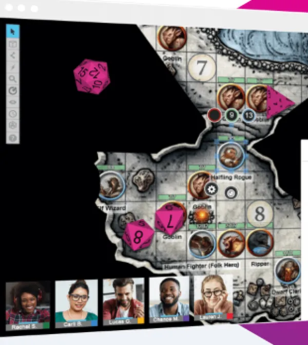 Screen showing an online game