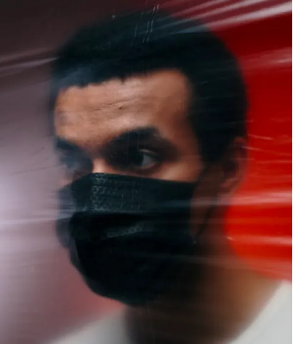Black man in COVID mask