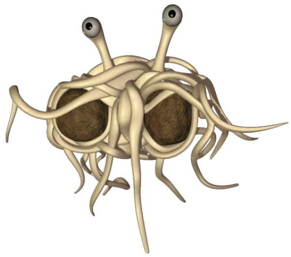 Weird cartoon spaghetti monster