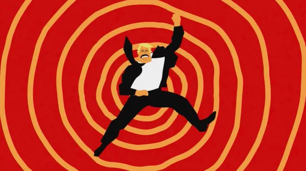 Cartoon man in a spiral