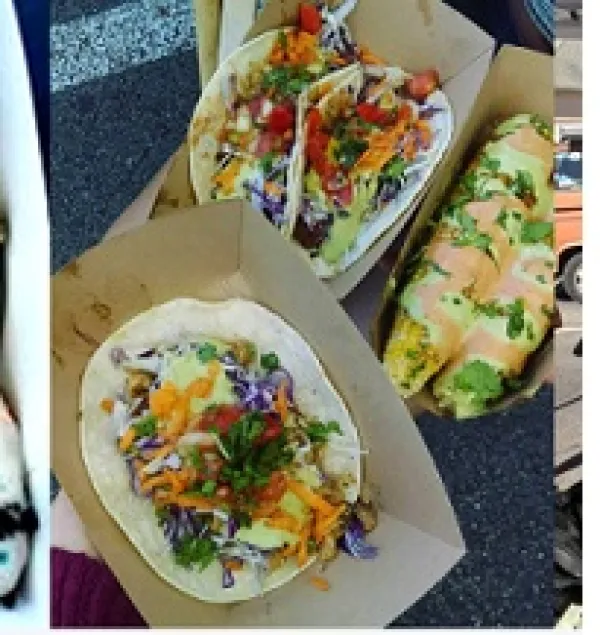 Taco-looking food with lots of vegetables