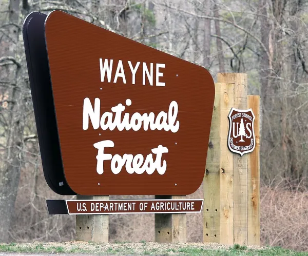 Welcome sign at Wayne National Forest
