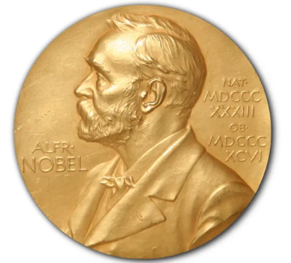 Coin with Alfred Nobel on it