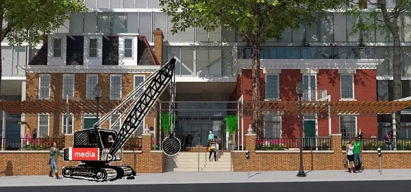 Apartments buildings hit by wrecking ball labeled media